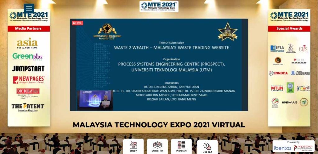 UTM PROSPECT Energy Efficiency and Waste to Wealth inventions bag gold awards at Malaysia Technology Exhibition (MTE) 2021 58
