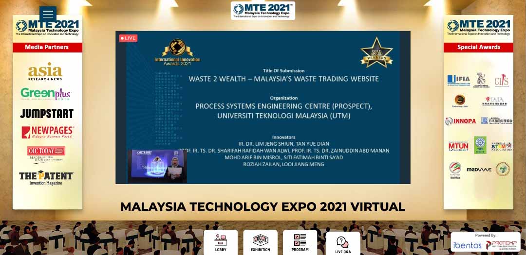 UTM PROSPECT Energy Efficiency and Waste to Wealth inventions bag gold awards at Malaysia Technology Exhibition (MTE) 2021 2