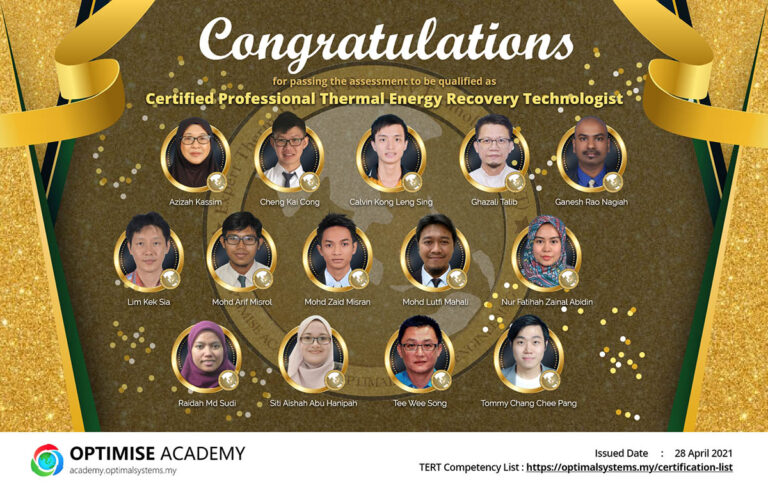 Prospective Thermal Energy Recovery Technologists (TERT) progress to the Advanced Level of TERT Certification Program 5